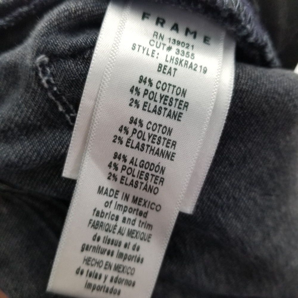 Frame Jeans le High skinny Raw Edge Beat Size 30 Ankle Stretch Cropped Dark Wash - Picture 8 of 12